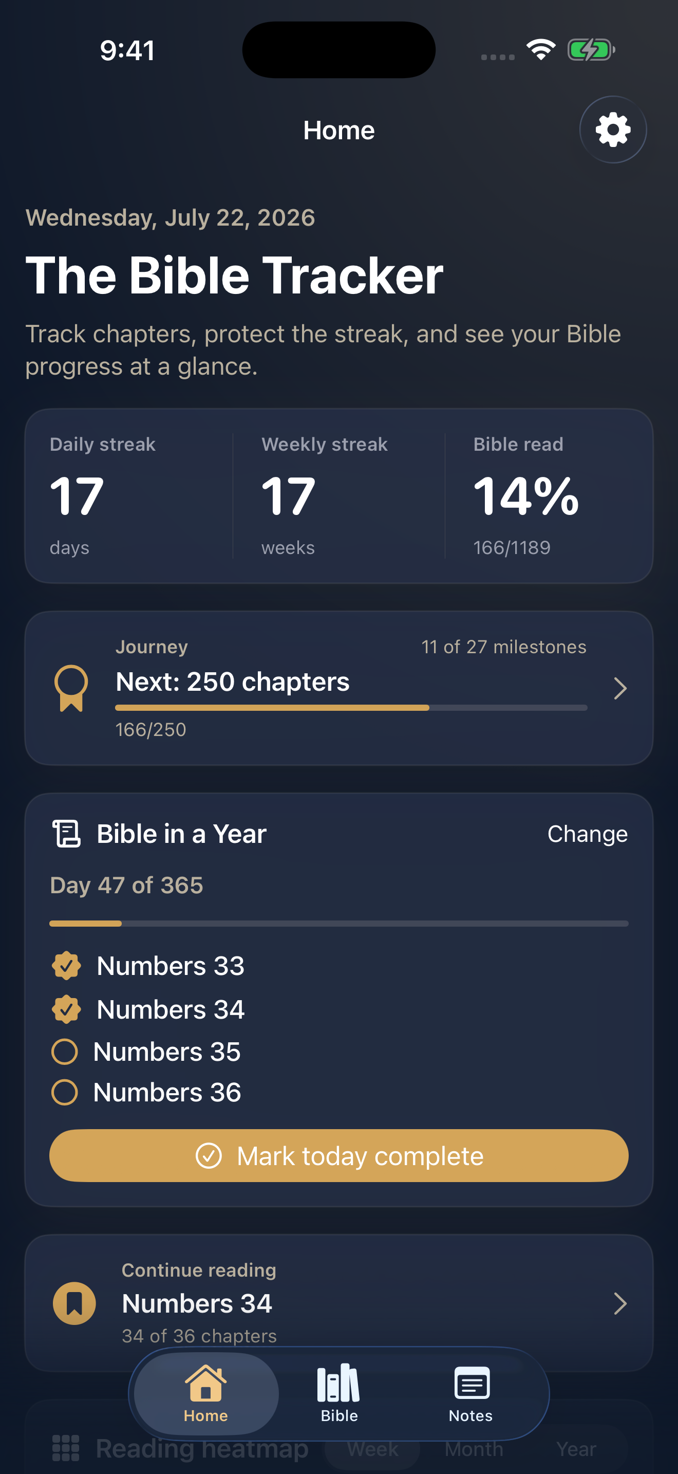 Bread: The Bible Tracker app screen 1